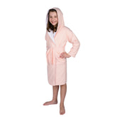ComfyDown Kids Luxury Pink Hooded Bathrobe for Girls- Soft, Plush - Made in USA